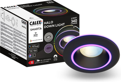 Calex halo slimme inbouwspot - smart downlight - rgb en warm wit licht - zwart