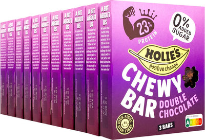 Holie's chewy bar double chocolate 3 repen - reep - suikervrij - gezond - vegan - 11 pack