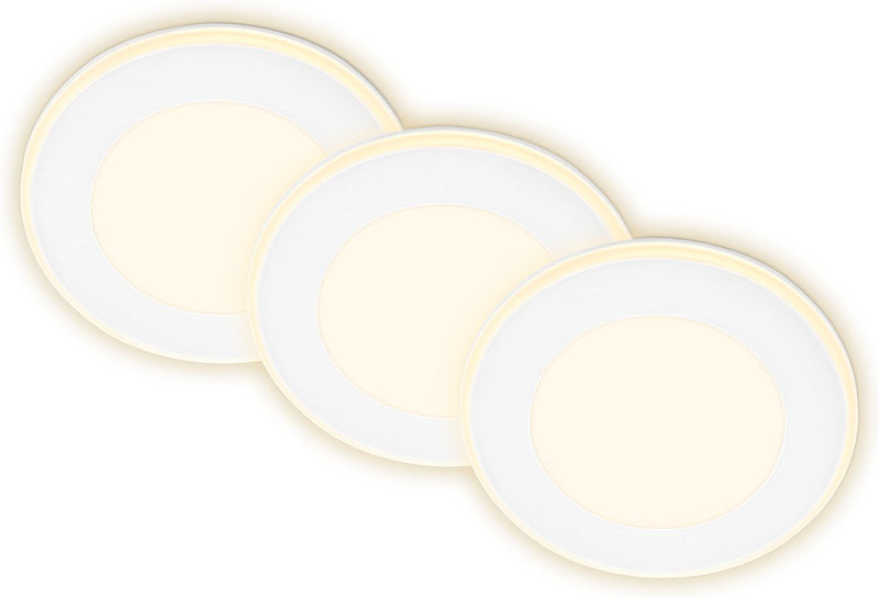Briloner gima - set van 3 led inbouwspots - 7988036 - nachtlampje functie - apart schakelbare vlakken en ringen - memory functie - warm wit licht - ø9,3 x 3 cm - wit