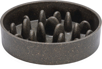 Designed by lotte pom antischrokbak kat - slowfeeder kat - voerbak - vaatwasserbestendig - bamboe - grijs - 410 ml