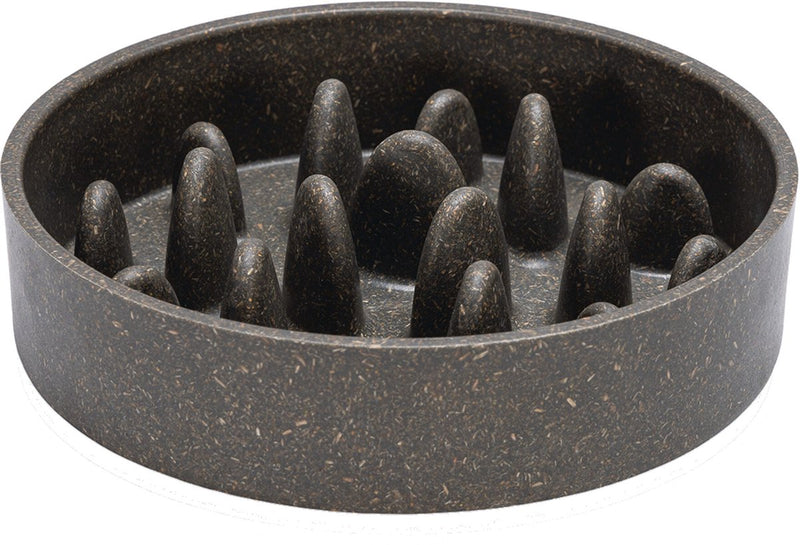 Designed by lotte pom antischrokbak kat - slowfeeder kat - voerbak - vaatwasserbestendig - bamboe - grijs - 410 ml