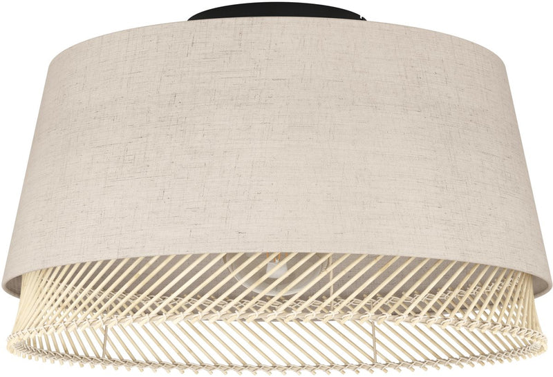 Eglo tabley plafondlamp - e27 - ø 38 cm - natuur|bruin|zwart - textiel
