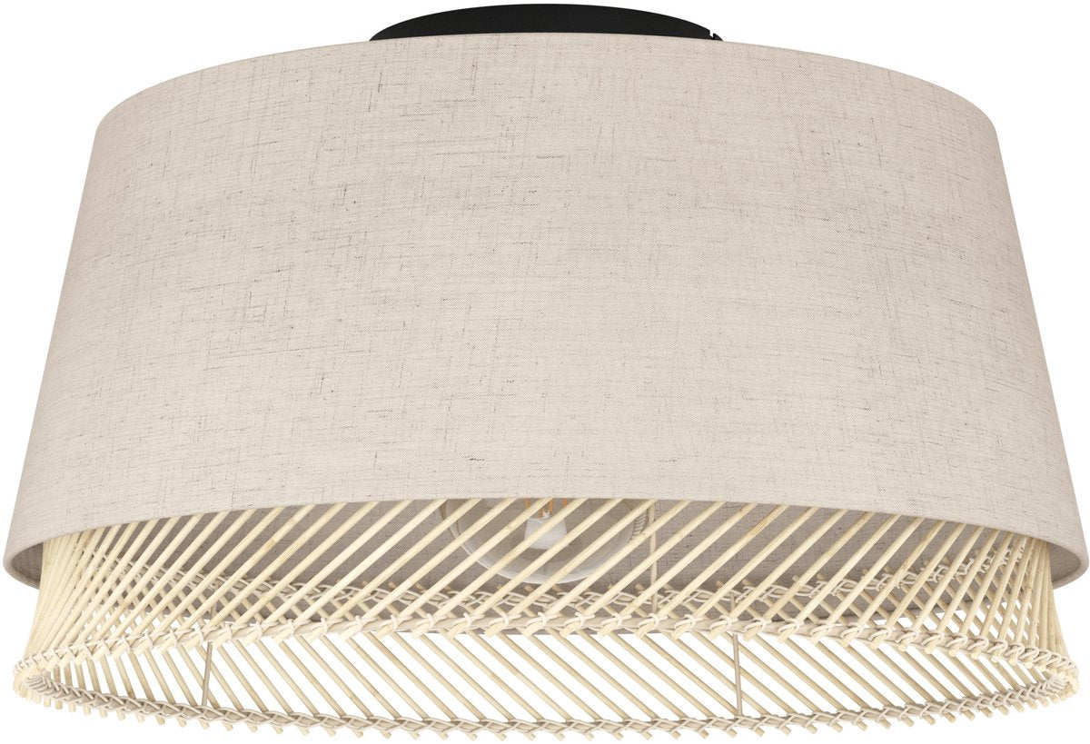 Eglo tabley plafondlamp - e27 - ø 38 cm - natuur|bruin|zwart - textiel