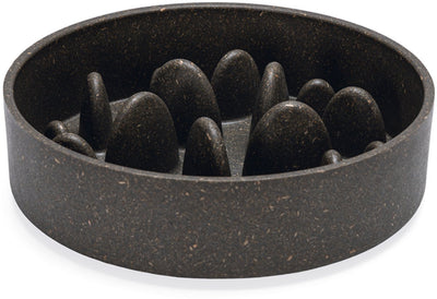 Designed by lotte pom antischrokbak hond - slow feeder hond - voerbak - vaatwasserbestendig - bamboe - grijs - 800 ml