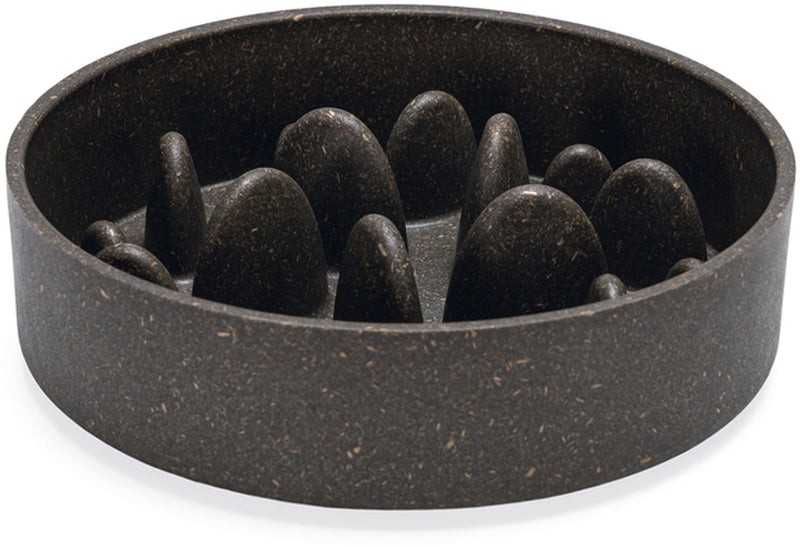 Designed by lotte pom antischrokbak hond - slow feeder hond - voerbak - vaatwasserbestendig - bamboe - grijs - 800 ml