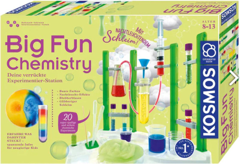 Kosmos big fun chemistry - experimenteerset - 20 veilige scheikundeproeven - compleet laboratorium station - maak slijm, kleurreacties en bruisende experimenten - stem speelgoed - vanaf 8 jaar