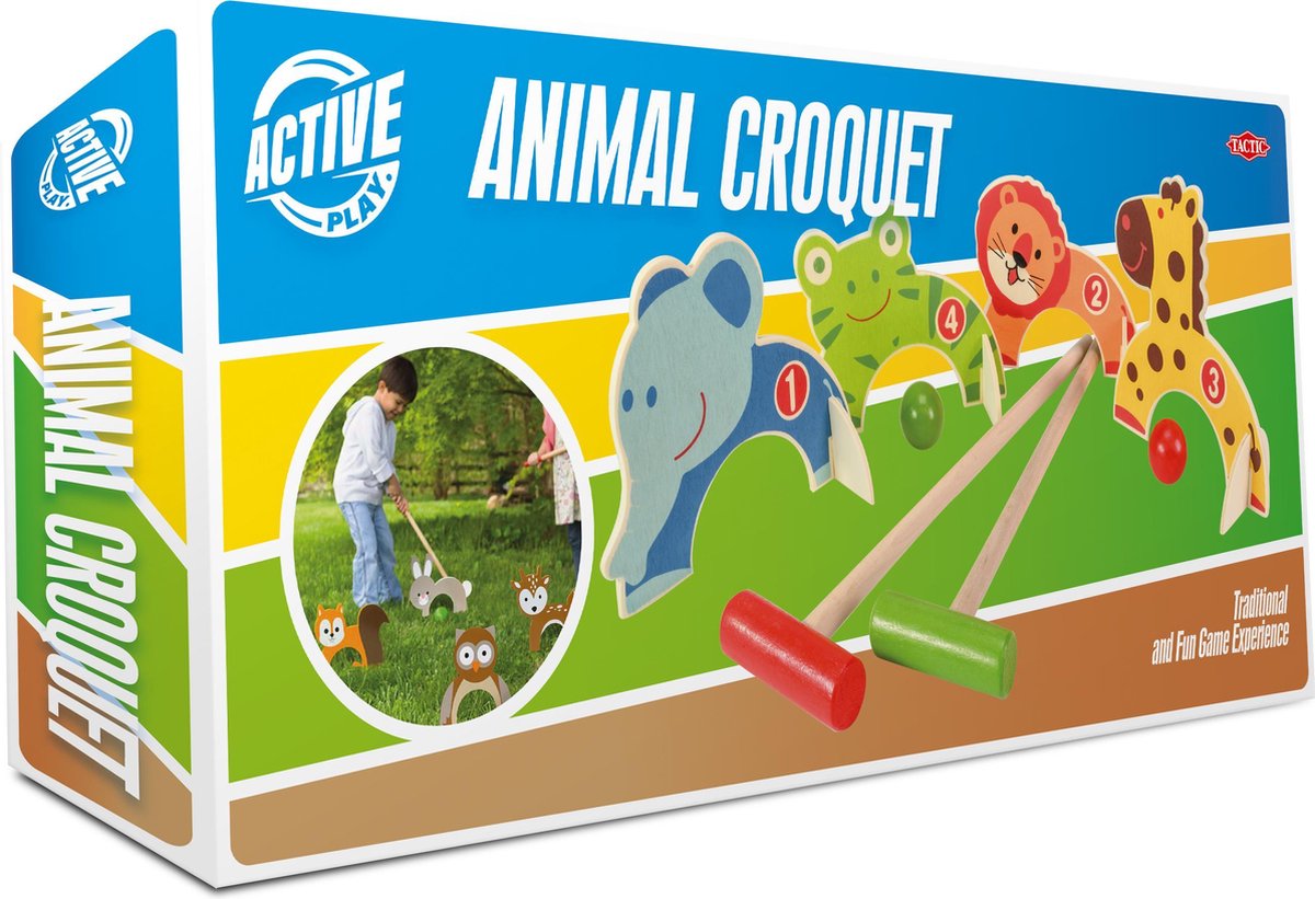 Tactic houten dieren croquet set