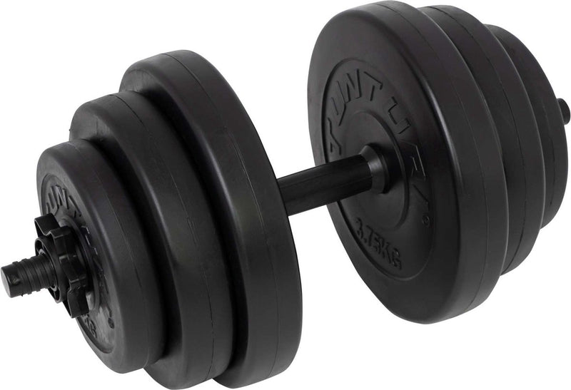 Tunturi dumbbellset - halterset - totaal 15 kg - zwart vinyl - incl. gratis fitness app