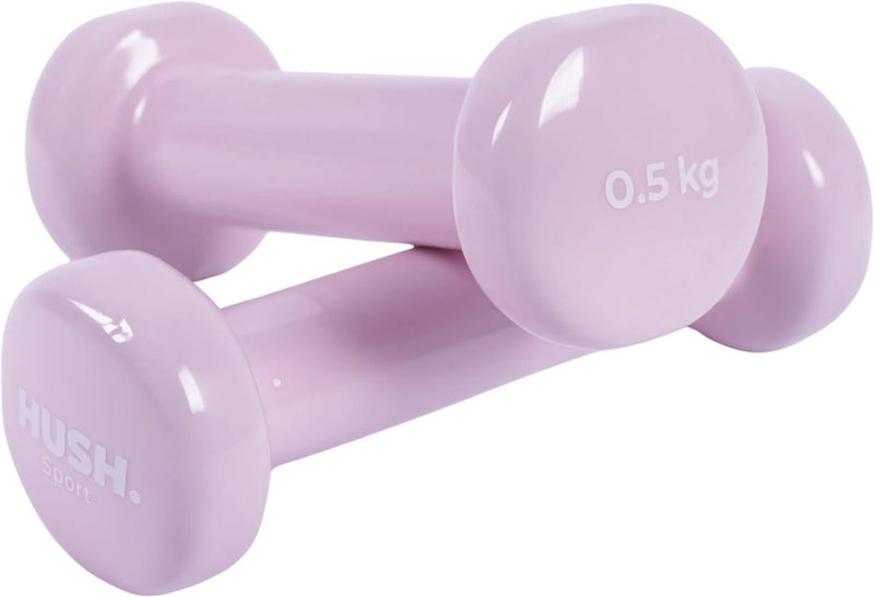 Hush sport - dumbbells set - 2 x 0,5kg - vinyl coating met antislip grip - gietijzer - handig 6-hoekig design - geschikt voor krachttraining fitness - roze