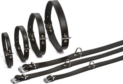 Beeztees - halsband hond - leer - zwart - 32-37 cm x 16 mm