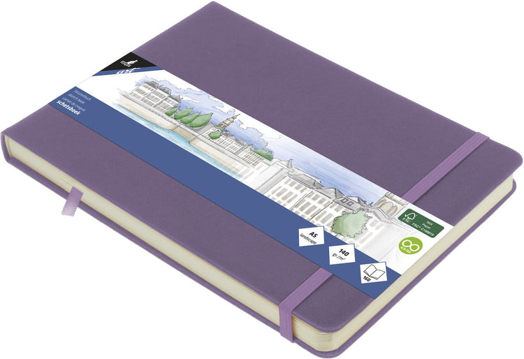 Kangaro schetsboek a5 liggend - heather purple - met elastiek en lint