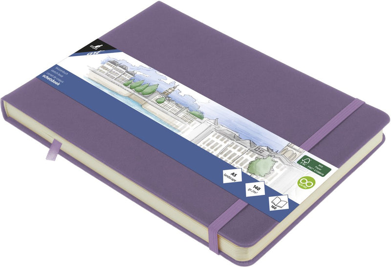 Kangaro schetsboek a5 liggend - heather purple - met elastiek en lint - k-861313