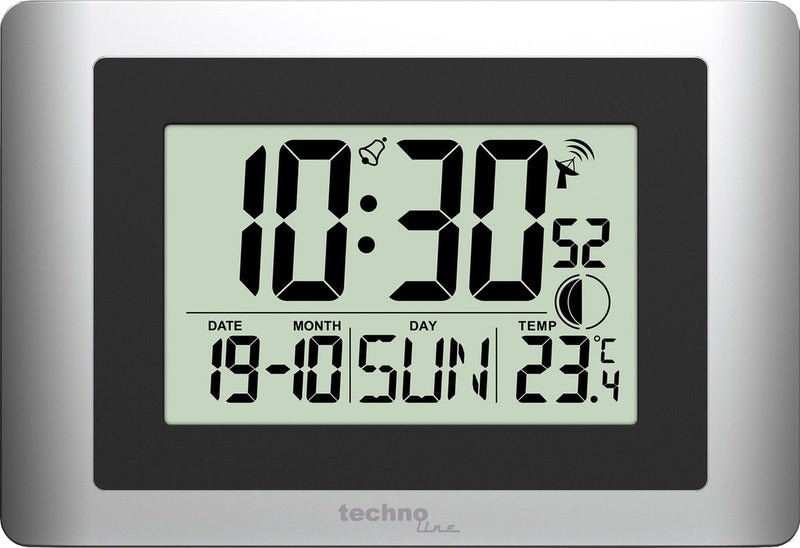 Technoline digitale wandklok ws 8028 220x150x56mm zilver