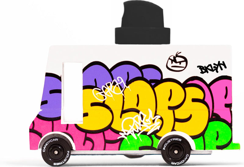 Candylab toys candycar vans: graffiti black (a807) 8,4x4,1x6,5cm, wooden diecast, in giftbox, 3+