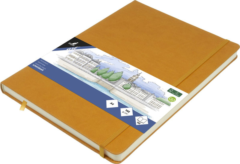 Kangaro schetsboek - a4 - okergeel - pu hardcover - met elastiek en lint - k-861241