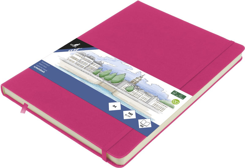 Kangaro schetsboek - a4 - hot pink - met elastiek en lint - k-861330