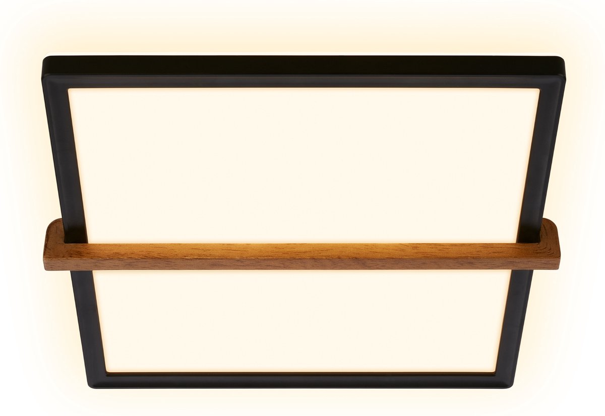 Briloner remsa - led plafonniére - plafondlamp met indirect licht - warm wit licht - 29 x 31,5 x 4 cm - zwart hout