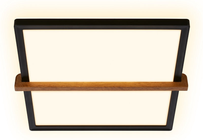 Briloner remsa - led plafonniére - plafondlamp met indirect licht - warm wit licht - 29 x 31,5 x 4 cm - zwart hout
