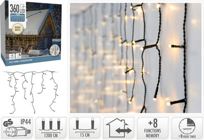 Merkloos sans marque ijspegel verlichting - 12 meter - 360 led - timer - lichtfuncties - geheugen - warm wit
