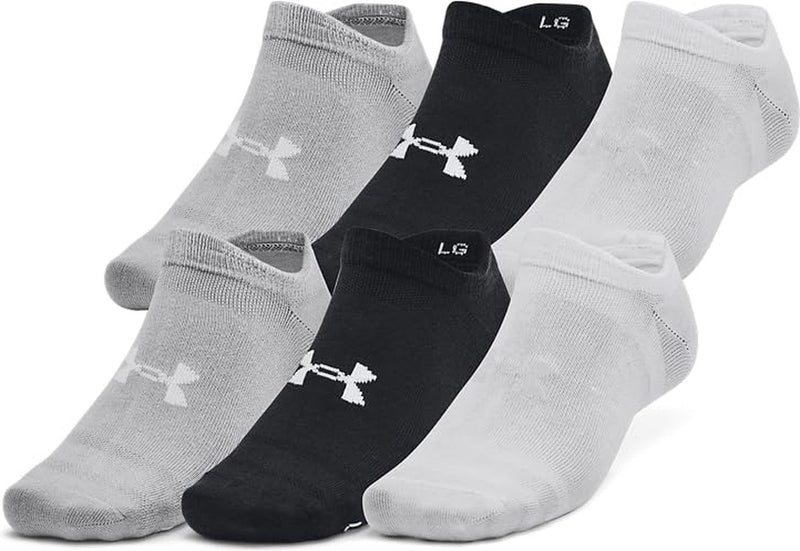 Under armour ua essential no show 6pk unisex sportsokken - zwart - grijs