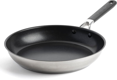 Kitchenaid stainless steel koekenpan 28cm - pfas-vrije antikleeflaag - koekenpan inductie - keramische pan - ovenbestendig tot 160°c - koudgrepen - zilver