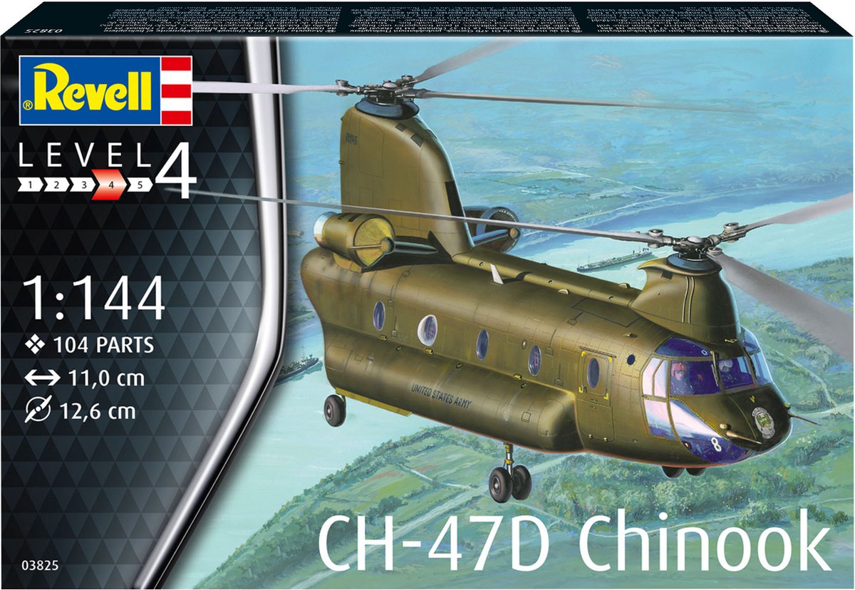 Revell modelbouwpakket militaire voertuigen - 03825 ch-47d chinook heli plastic - 1:144 - modelbouw