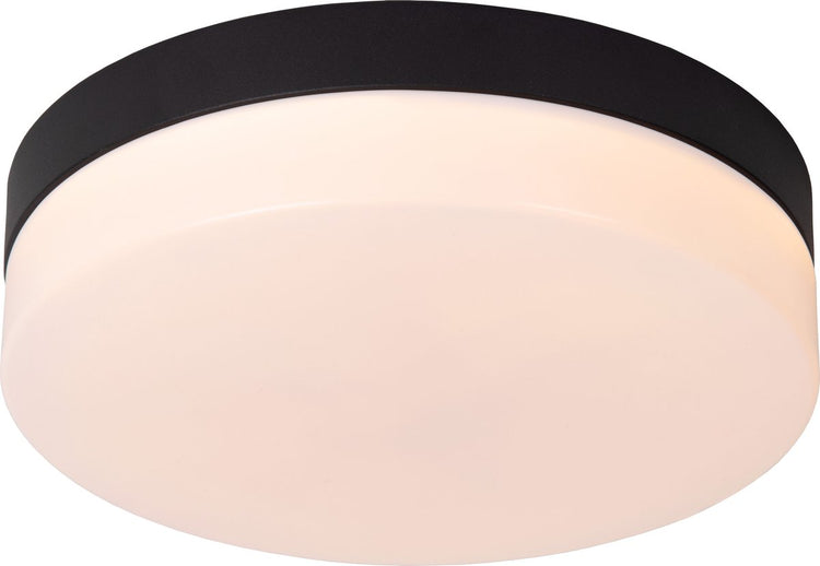 Lucide geneve - plafonnière (plafondlamp) badkamer - ø 23 cm - led - 1x12w 2700k - ip44 - bewegingssensor - zwart