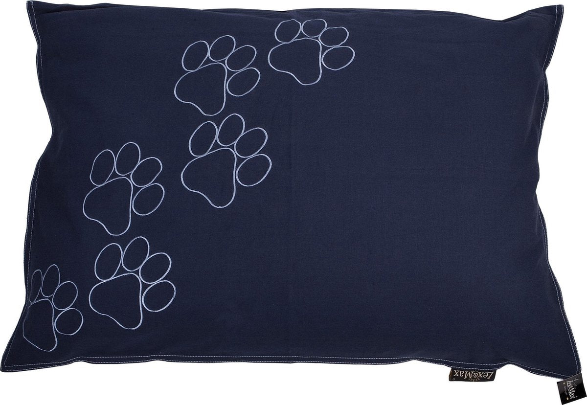 Lex max hondenkussen happy feet donkerblauw - 100 x 70cm