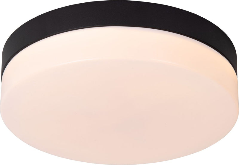 Lucide biskit - plafonnière (plafondlamp) badkamer - ø 23 cm - led - 1x12w 2700k - ip44 - bewegingssensor - zwart