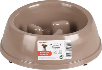 Flamingo anti schrokbak hond – slow feeder – voerbak hond – ø18,5 cm – 500ml – voerbak mangi – taupe – rond