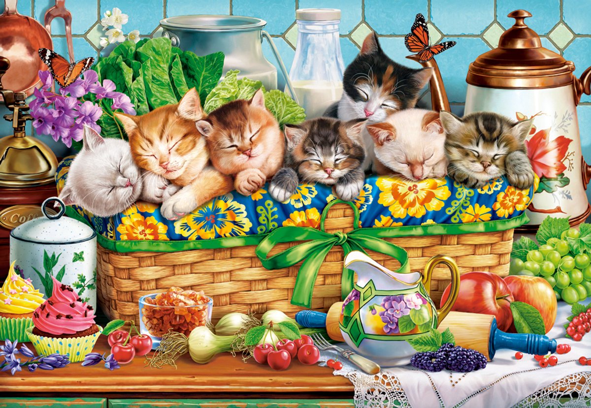 Castorland puzzel katten legpuzzel - 1000 stukjes - kleurrijk speelgoed.