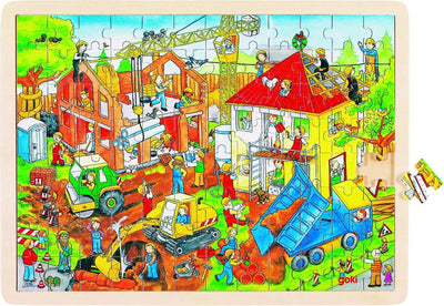 Goki houten legpuzzel - bouwplaats, 96st.