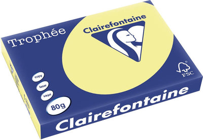Clairefontaine trophée pastel, gekleurd papier, a3, 80 g, 500 vel, citroengeel