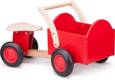 New classic toys ® houten bakfiets - road star - rood - zadelhoogte is 24 centimeter