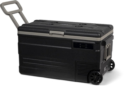 Steamy -e single zone roller elektrische compressor koelbox op wielen - single zone - 74 liter - 12v en 230v - voor auto en camping - zwart