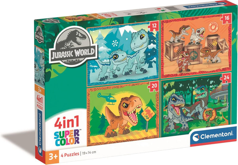 Clementoni - puzzel - 4 in 1 - jurassic world - puzzel voor kinderen - supercolor