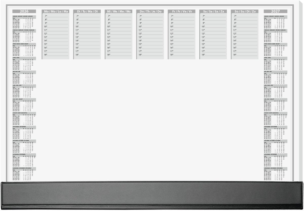 Sigel bureauonderlegger - office - met kalender 2026 2027 - formaat a2 - met dag weekplanner - 40 vel afscheurbaar - si-h6365
