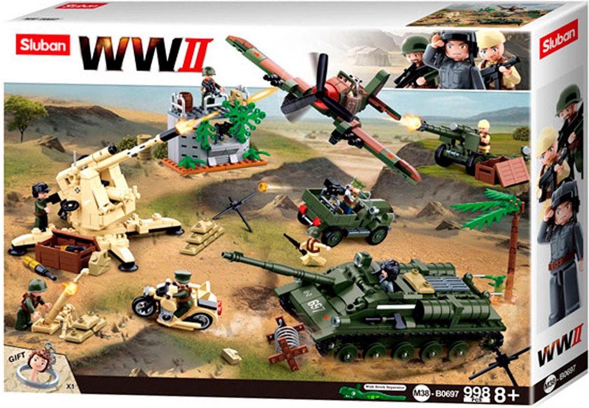 Sluban army the battle of kursk bouwspeelgoed kinderen vanaf 6 jaar - constructiespeelgoed modelbouw - bouwdoos met 998 bouwstenen - m38-b0697