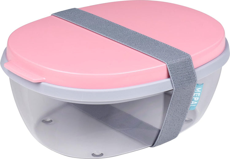 Mepal ellipse saladebox - met minibox - nordic pink