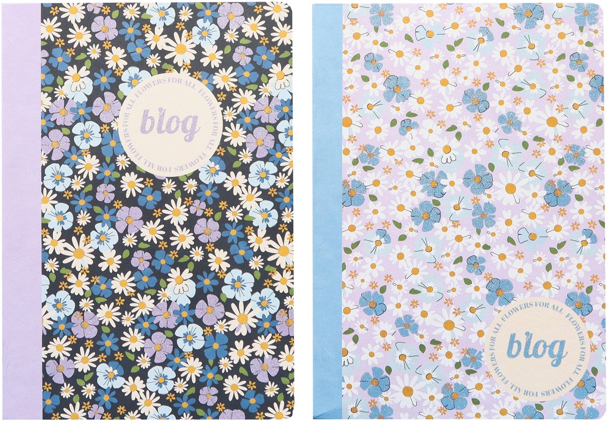 Kangaro schriften - b'log flowers - formaat a5 - met lijn - 2 stuks