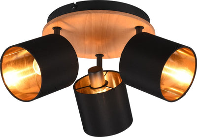 Rl live your light reality tommy - spot - houtkleurig - excl. 3x e14 4 w - afstandsbediening - geintegreerde dimmer - traploos instelbare lichtkleur - nachtlampje - niet extern dimmerbaar - geheugenfunctie