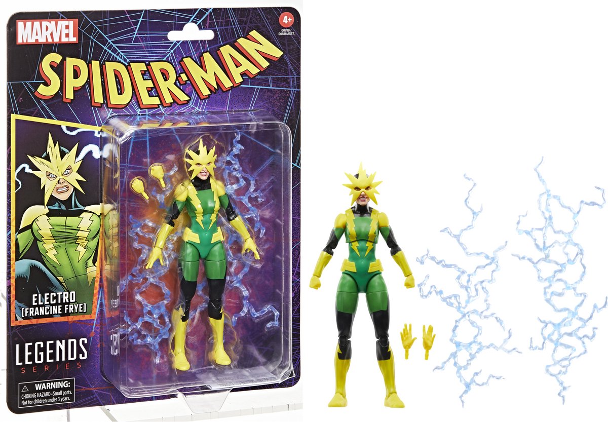 Hasbro marvel legends series electro (francine frye), stripactiefiguur in retrostijl