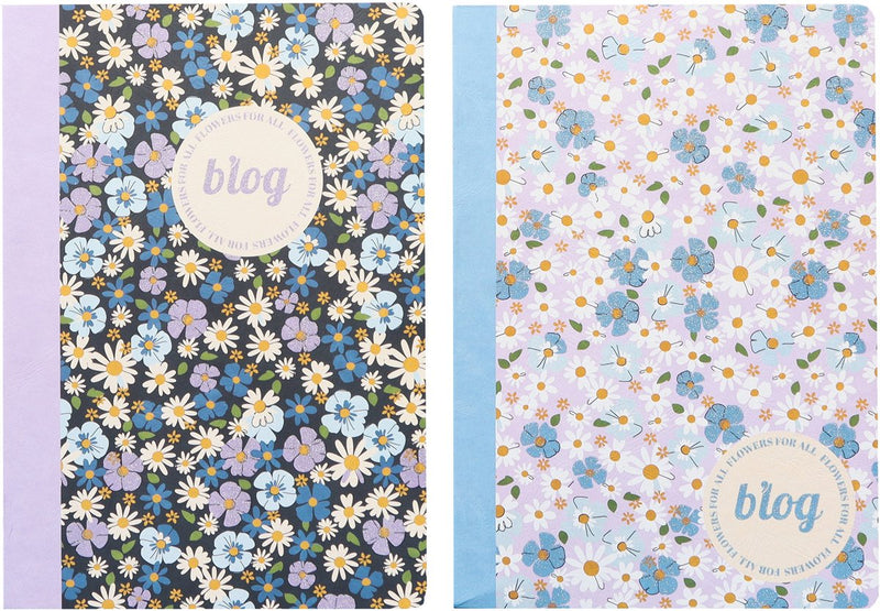 Kangaro schriften - b'log flowers - formaat a5 - met lijn - 2 stuks - an-123852-a