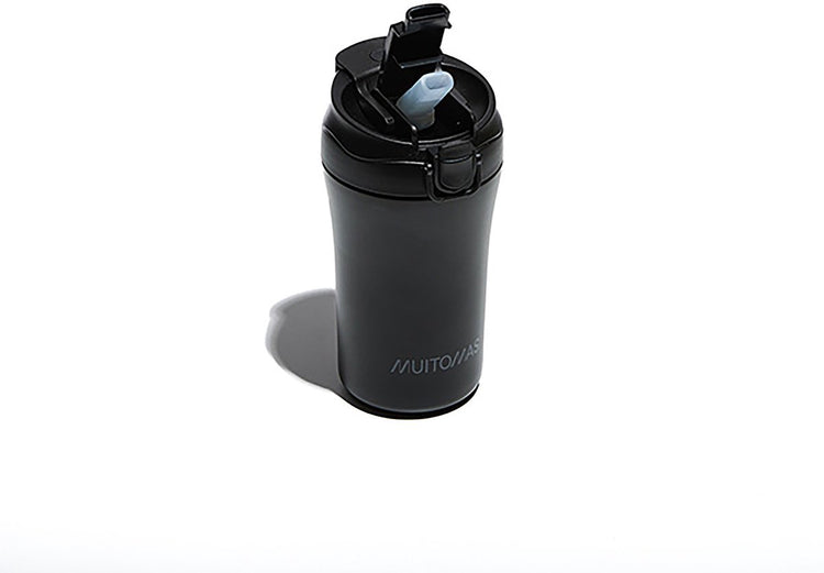 Muitomas thermofles - dubbel geïsoleerde voering -350ml – vergrendeling op dop - 12 uur warm of 24 uur koude dranken – zwart