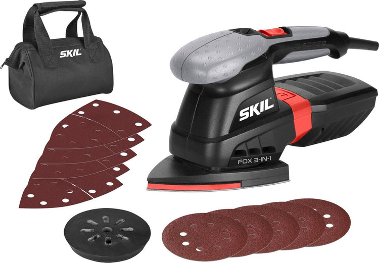 Skil 7220ac fox 3-in-1 multischuurmachine - 250w - inclusief tas en 10x schuurpapier