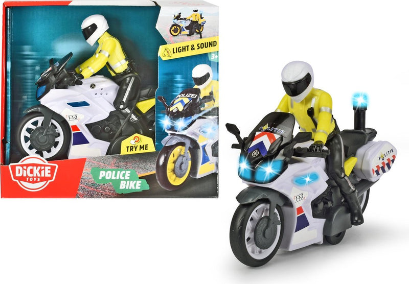 Dickie toys politie motor - nederlandse versie - 17 cm - licht geluid - speelgoedvoertuig