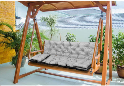 Aio tuinkussens set - bankkussen 100x60x50cm en 2 klein kussen 42 x 42 cm - schommelbank kussen - grijs