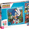 Clementoni legpuzzel super color vierkant sonic, 3x48st.