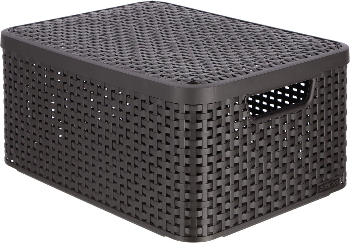 Curver style opbergmand m - met deksel - l 39,3 x b 29,3 x h 18,7 cm - bruin