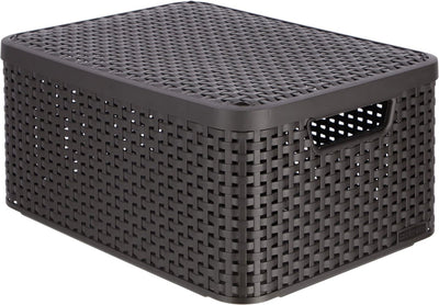Curver style opbergmand m - met deksel - l 39,3 x b 29,3 x h 18,7 cm - bruin